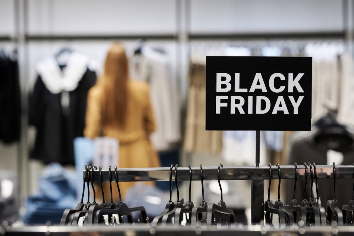 Black Friday Banner Displayed at Clothes Store